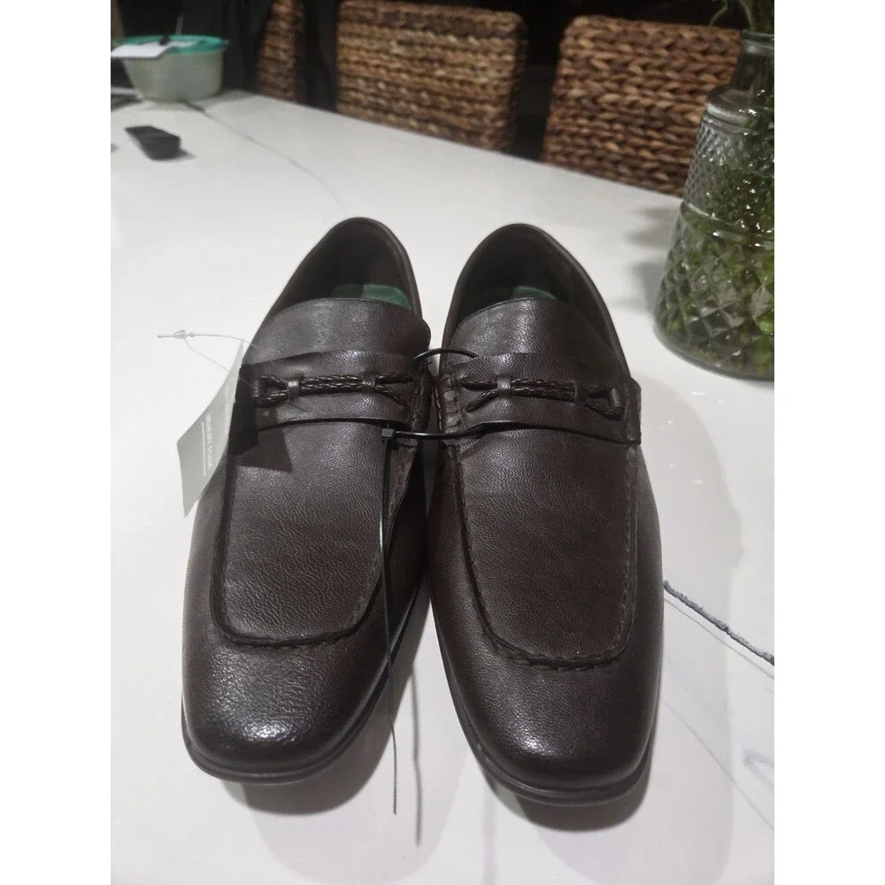 NEW Van Heusen Men’s Vance Memory Foam Brown Bradied Bit Loafers Shoes Sz 10M